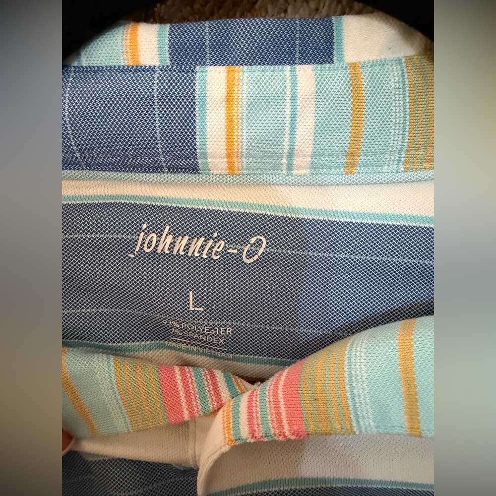 Johnnie O Shirt Mens L Colorful Striped Performance Short Sleeve Polo - Picture 3 of 3